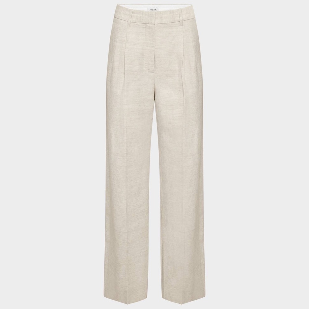 ARITZIA Wilfred Effortless Ecru Linen Wide Leg Pants Sz 2 Short